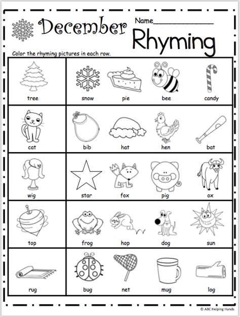 rhyming worksheet for grades preschool or kindergarten early dr free preschool picture rhyming