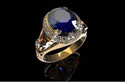 Sapphire Ring Royal 3d Rings Models Jewelry