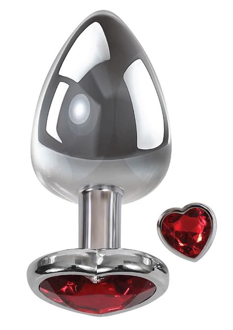 Adam And Eve Heart Gem Anal Plug Large Silver Red Shop Velvet Box