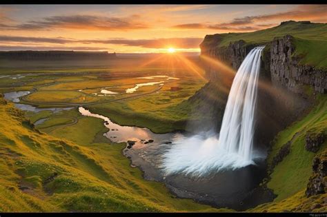 Premium Photo Seljalandfoss Waterfall At Sunset In Hdr Iceland At Summer