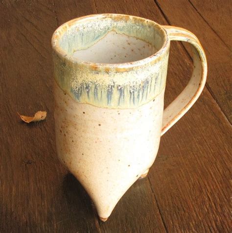 Tall Handbuilt Tripod Coffee Cup Mug In Shino And Magic Etsy Mugs
