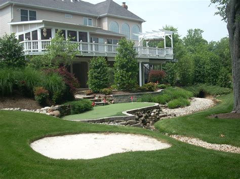 Putting Green With Retaining Wall And Sand Trap