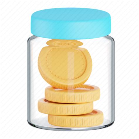 Money Jar Saving Cash Coins Charity Donation 3d Illustration