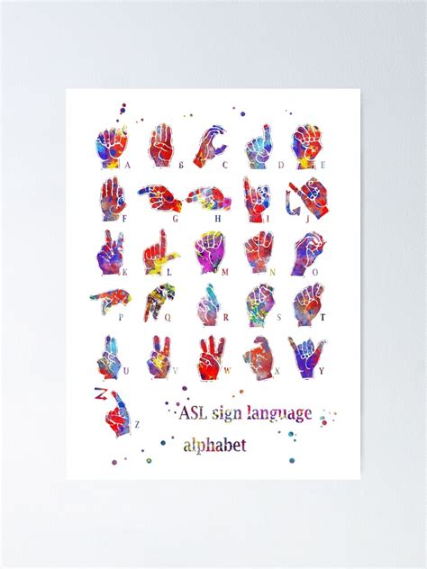 Asl Sign Language Alphabet Watercolor Sign Language Alphabet