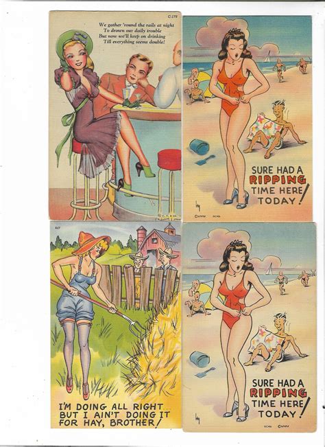 Vintage Risqu Comic Postcards Etsy