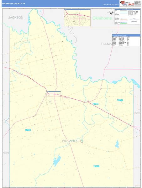 Wilbarger County Tx Zip Code Wall Map Basic Style By Marketmaps