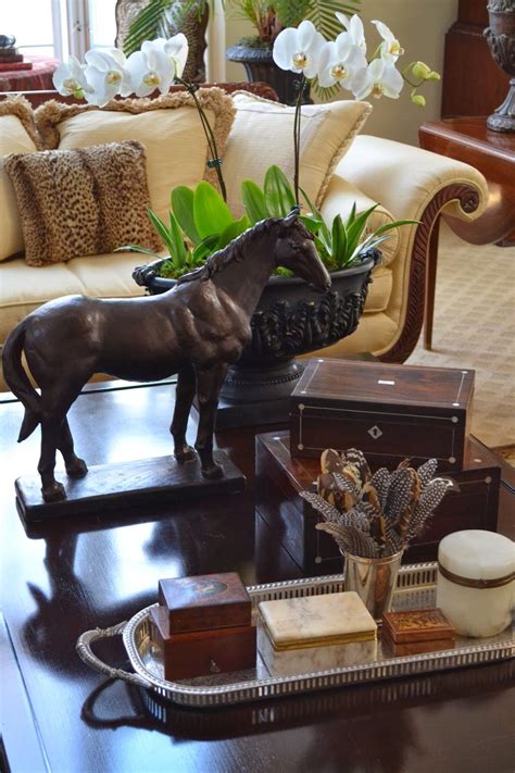 Home Decor Equestrian Style Coffee Table Vignette