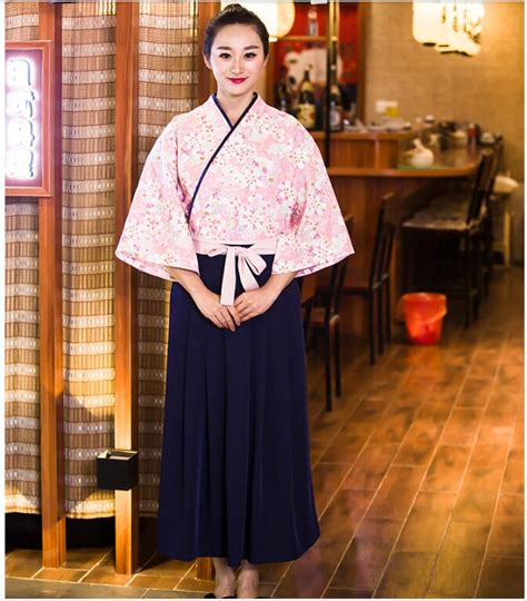 Japanese Cuisine Waitress Uniform Cherry Blossom Receptionist Suit