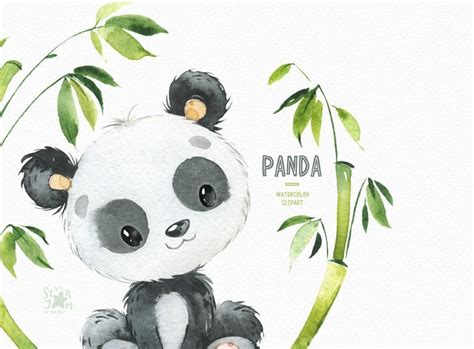 Panda Pequeños Animales Imágenes Prediseñadas Acuarela Etsy In 2020