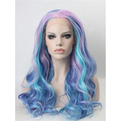 Beautiful Pastel Mixed Color Wavy Long Synthetic Lace