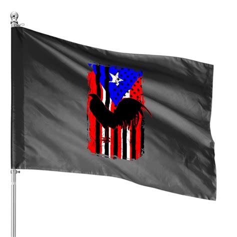 Chicken Lover Rooster Puerto Rican Flag Gallo Bandera Boricua Boriken House Flags Sold By
