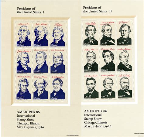 1986 Us Presidents 22 Cent Us Postage Stamp Mnh Four Sheets Of 9