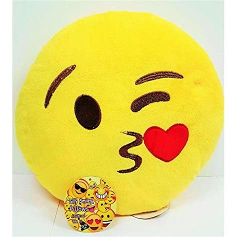 Buy Emoji 32cm Silly Smiley Pillows Emoticon Yellow Round Cushion