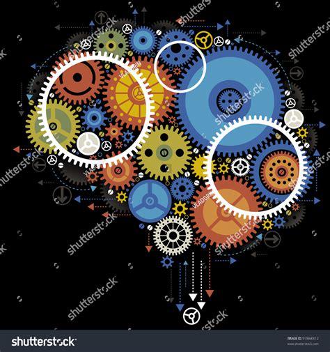 Colorful Gears Forming Human Brain Concept Stock Vector Royalty Free