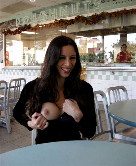 Hot Chick Flashing A Tit At The Doughnut Shop Porn Photo Eporner
