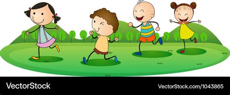 Kids Playing Outdoor Royalty Free Vector Image