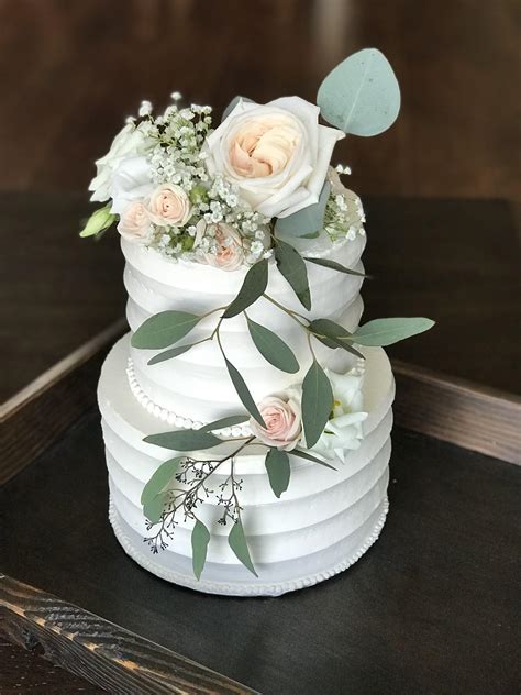Homemade Two Tier Wedding Cake With Fresh Florals R Food