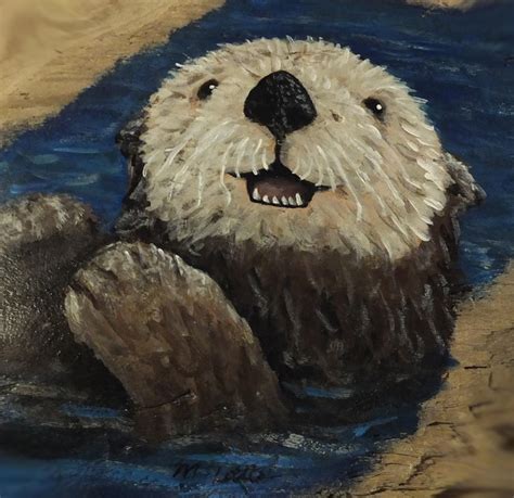 Sea Otter Painting By Mladylettis On Deviantart