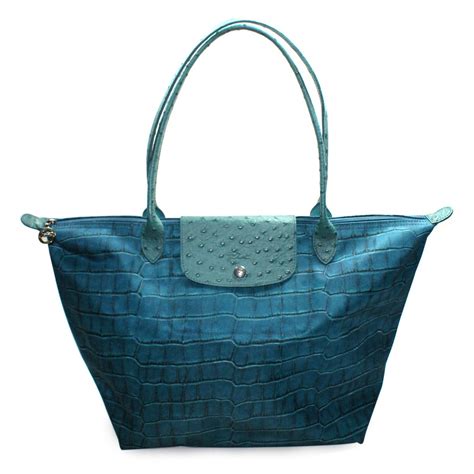 Longchamp Le Place Croc Large Shoulder Tote Bag Duck Blue #1899542434 | Longchamp 1899542434