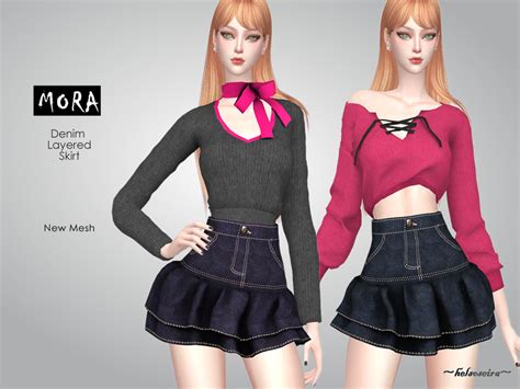 Mora Jeans Mini Skirt By Helsoseira At Tsr Sims 4 Updates