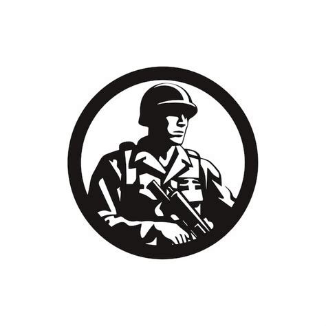 Vector De Un Soldado Sosteniendo Un Rifle En Un Emblema Circular