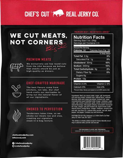 Beef Jerky Nutrition Facts Chefs Cut Real Jerky Co