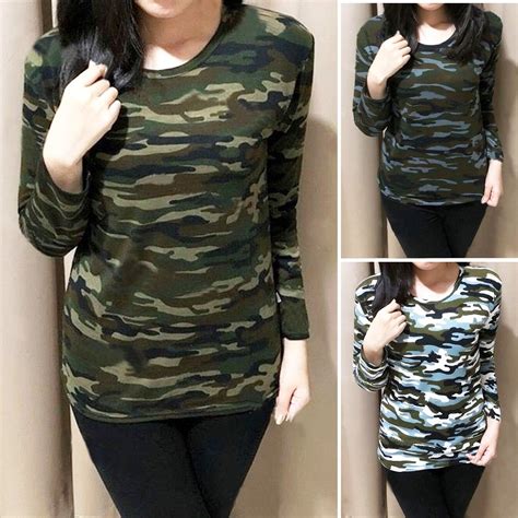 Kaos lengan panjang untuk wanita gemuk. Kaos ARMY Lengan Panjang Wanita / Kaos Loreng Wanita Murah | Shopee Indonesia