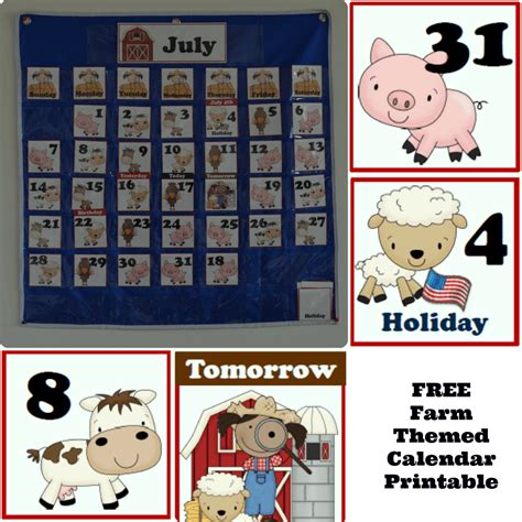 Free Printable Farm Calendar Collection Pocket Calendar Cards Only