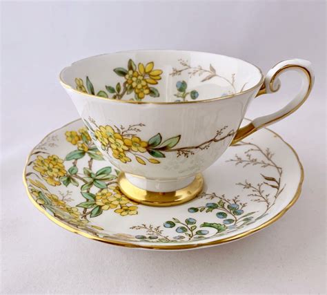 Beautiful Tuscan Alpine Flowers China Tea Cup And Saucer Teacup Duo