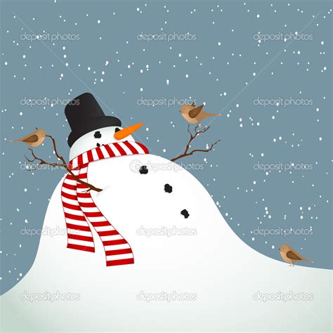 Winter Landscape With A Snowman Stock Vector Image By ©tikir1 7496246