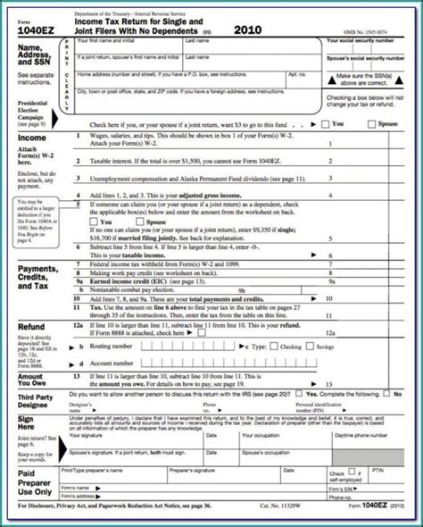 Printable Tax Forms 1040ez Form Resume Examples Ygkzrl2kp9