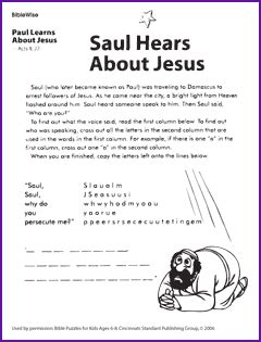 Click on the coloring page to open in a new window and print. Exercise Saul Hears From Jesus | Christian homeschooling ...