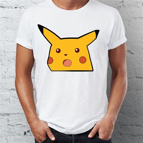 Mens T Shirt Surprised Pikachu Pocket Tee Funny Meme Awesome Artwork