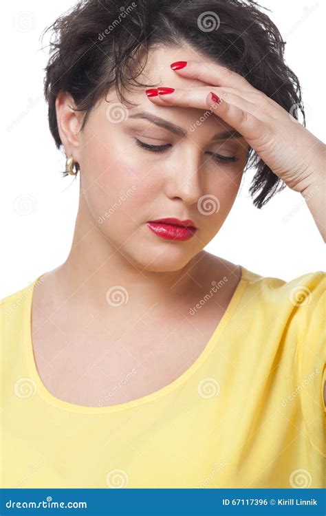 Woman Having Headache Stock Photo Image Of Hand Frustration 67117396