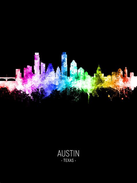 Austin Texas Skyline 83b Digital Art By Michael Tompsett