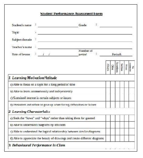 assessment template   printable   word