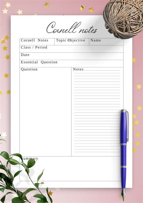 Free note taking template printable familyeducation. Download Printable Simple Cornell Note-Taking Template PDF