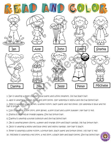 Read And Color Esl Worksheet By Lilianamontoya13