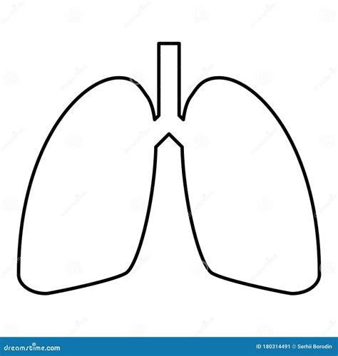 Lungs Human Icon Outline Black Color Vector Illustration Flat Style