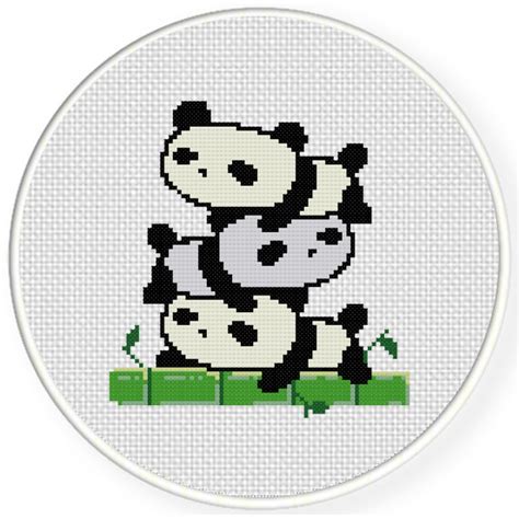 Charts Club Members Only Stacked Cute Pandas Cross Stitch Pattern