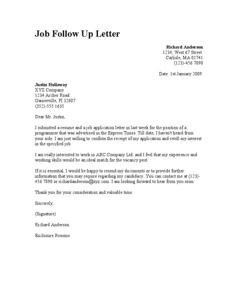 Job Follow Up Letter Pdf