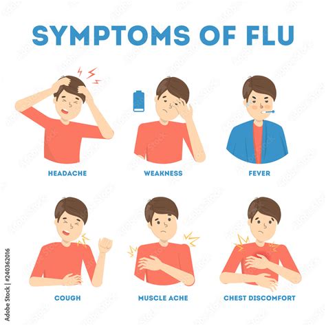 Cold And Flu Symptoms Infographic Fever And Cough Stock Vector Adobe Stock