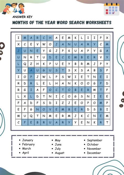 Months Of The Year Word Search Worksheets WorksheetsGO