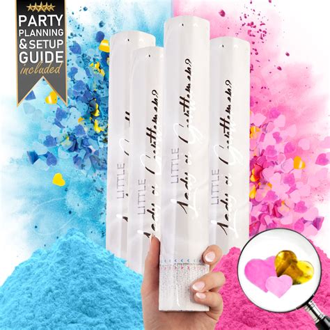 Buy Gender Reveal Confetti Cannon 4 Pack Biodegradable Pink And Blue Gender Reveal Smoke