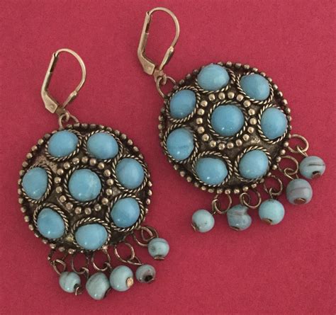 Southwest Turquoise Cabochon Earrings In 2020 Vintage Inspired