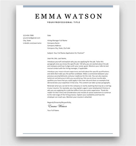 Free Cover Letter Templates For Word Download Instantly