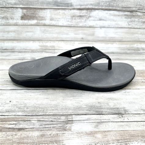 Vionic Shoes Vionic Ryder Mens Size 9 Us Grey Black Comfort Thong Style Flip Flop Sandals