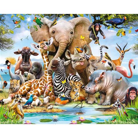 Jungle Safari Animals Wall Mural Kids Room Decor
