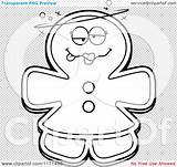 Mascot Drunk Gingerbread Woman Outlined Coloring Cartoon Clipart Vector Thoman Cory sketch template