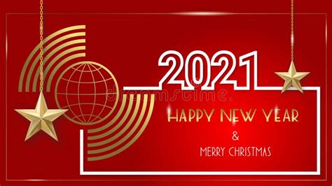 luxury greeting card 2021 happy new year and merry christmas on a dark red background stock